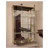 Glass Display Cabinet and Wooden Wall Shelves