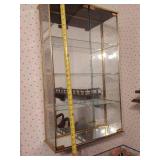 Glass Display Cabinet and Wooden Wall Shelves
