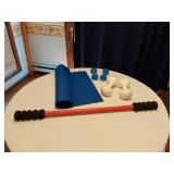 Fitness Equipment Including Yoga Mat, Dumbbells, and Massage Roller