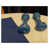 Fitness Equipment Including Yoga Mat, Dumbbells, and Massage Roller
