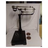 Vintage Chicago Scale Company Balance Scale with Weights 27" Tall
