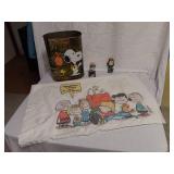 Peanuts Collection including Snoopy and Friends Waste Bin, Pillowcase, Figures