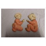 Vintage Praying Children Wall Plaques about 11 1/2"