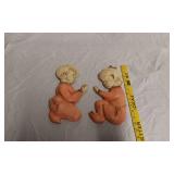 Vintage Praying Children Wall Plaques about 11 1/2"