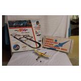 Aurora AFX Racing Set and Model Rocketry Box with Accessories