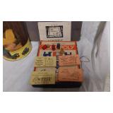 Board games including Annie Oakley Game, Tickle Bee, Monopoly, and Lincoln Logs
