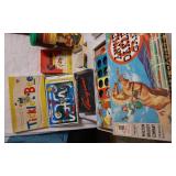 Board games including Annie Oakley Game, Tickle Bee, Monopoly, and Lincoln Logs