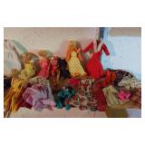 Barbie and Skipper Dolls and Accessories Lot including Clothes, Malibu Skipper Paper Dolls, and Decorative Suitcase