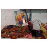 Barbie and Skipper Dolls and Accessories Lot including Clothes, Malibu Skipper Paper Dolls, and Decorative Suitcase