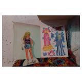 Barbie and Skipper Dolls and Accessories Lot including Clothes, Malibu Skipper Paper Dolls, and Decorative Suitcase
