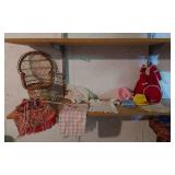 Doll Accessories and Clothes with Wicker Chair and Beaded Bag
