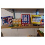 Educational and Game Items Lot including Flash Cards, Reward Chart, and Bunco Game