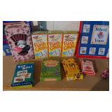 Educational and Game Items Lot including Flash Cards, Reward Chart, and Bunco Game
