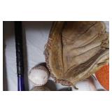Baseball and Softball Equipment including Wilson and Cooper Gloves, Easton Bat, and More