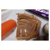 Baseball and Softball Equipment including Wilson and Cooper Gloves, Easton Bat, and More