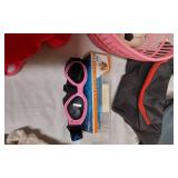 Lot of Fashion and Household Items including Dog Goggles, Knit Hats, and Salad Greens Dryer