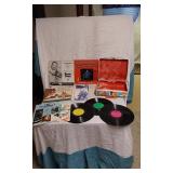 Vintage Vinyl Records Collection in Floral Case