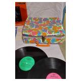 Vintage Vinyl Records Collection in Floral Case