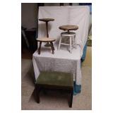 Old Wooden Stools and Bench Lot