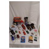 Assorted Diecast Model Cars and Memorabilia Lot including Coca-Cola Poster Car Collection, Hot Wheels, and Classic Car Show Cards