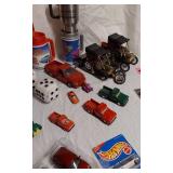 Assorted Diecast Model Cars and Memorabilia Lot including Coca-Cola Poster Car Collection, Hot Wheels, and Classic Car Show Cards