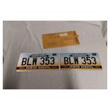 North Dakota 1989 Centennial License Plates with Original Envelope