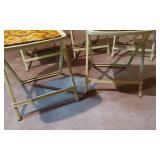 5 Vintage Folding Chairs with Patterned Cushions