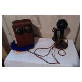 Western Electric Vintage Candlestick Telephone and Wall Box