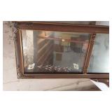 Antique Wall Mirror with Etched Glass and Ornate Frame