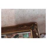 Antique Wall Mirror with Etched Glass and Ornate Frame