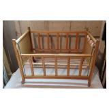 Vintage Wooden Baby Crib with Baby Deer Sticker and Rolling Wheels