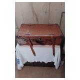 Vintage Leather Wrapped Suitcase