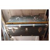 Vintage Metal Trunk with Divided Interior