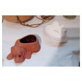 Ceramic Planters and Decorative Pieces including Avon 1984 and Animal Figures