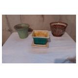 Frankoma A6 Green Ceramic Planter and Other Planters