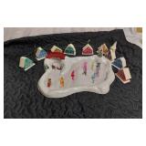 Vintage Christmas Village Set with Ice Skating Rink