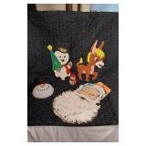 Lot of Vintage Christmas Decorations including Santa, Snowman, and Reindeer Wall Hangings