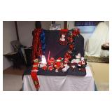 Christmas Decorations including Stocking, Garland, and Figurines