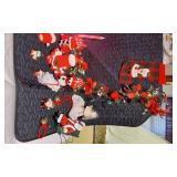 Christmas Decorations including Stocking, Garland, and Figurines