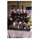 Lot of Holiday Decorations and Ornaments Various holiday decorations including poinsettia garlands, handmade ornaments, and angel figurines