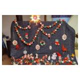 Huge Lot of Christmas Ornaments including Garland, Figurines, and Decorations