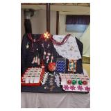 Christmas Tree Ornaments and Decorations Set including Glass Baubles, Lighted Star Garland, and Tassel Ornaments