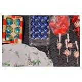 Christmas Tree Ornaments and Decorations Set including Glass Baubles, Lighted Star Garland, and Tassel Ornaments