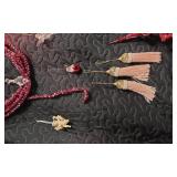 Christmas Tree Ornaments and Decorations Set including Glass Baubles, Lighted Star Garland, and Tassel Ornaments