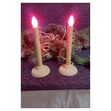 Festive Garland with Electric Candles and Pinecones
