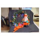Christmas Wreath and Santa Decoration with Lights