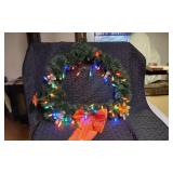Christmas Wreath and Santa Decoration with Lights