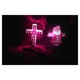 Santa and Cross Light-Up Decorations