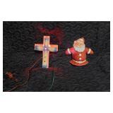 Santa and Cross Light-Up Decorations