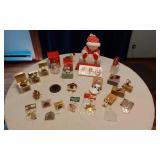 Christmas Decorations and Ornaments Assortment including Snowman Figure, Nativity Scene, and Various Ornaments